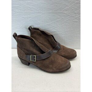 UGG 1014184 Wright‎ Belted Brown Suede Pull-on Ankle Booties Women's US Size 11